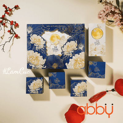 Bộ túi & hộp giấy 6 bánh trung thu 125-250g mẫu Lam Cúc