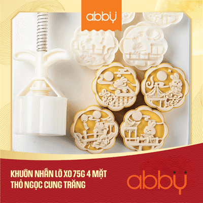 Khuôn nhấn lò xo 75g 4 mặt thỏ ngọc cung trăng