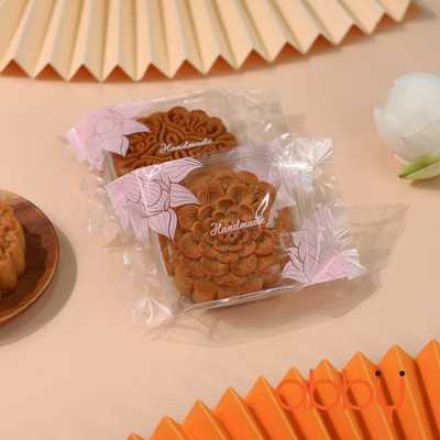 Túi đựng bánh trung thu 125-150g mẫu Sen hồng (100 túi)