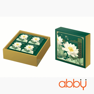 Bộ túi & hộp giấy 4 bánh trung thu 125-250g mẫu Bạch Liên Dạ Nguyệt