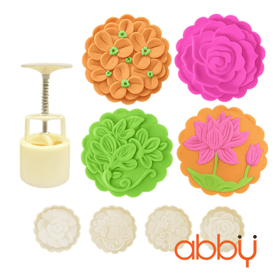 Khuôn nhấn lò xo 100g 4 mặt hoạ tiết tứ quý hoa