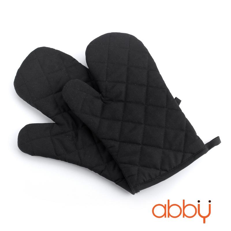 Găng tay chống nhiệt vải thô 28cm màu đen (70g)