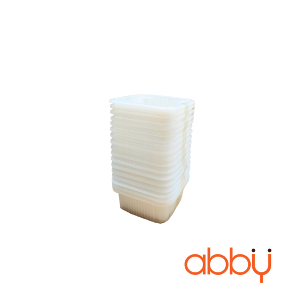 Khay nhựa 7cm đựng bánh Trung Thu 50-75g trắng PP (50 chiếc)