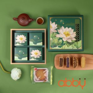 Bộ túi & hộp giấy 4 bánh trung thu 125-250g mẫu Bạch Liên