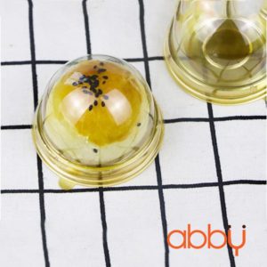 Hộp pet tròn đế vàng đựng bánh Trung Thu XY68S (10 chiếc)