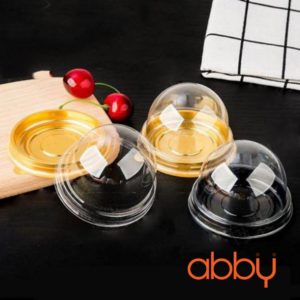 Hộp pet tròn đế vàng đựng bánh Trung Thu XY68S (10 chiếc)