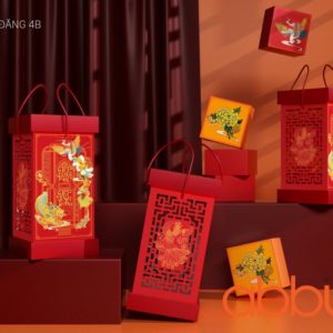 Bộ túi & hộp giấy 4 bánh trung thu 125-250g Nguyệt Đăng