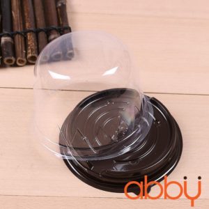 Hộp pet tròn đế đen đựng bánh Trung Thu F057 (50 chiếc)