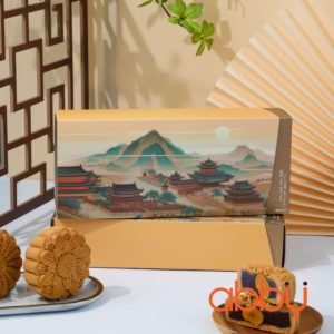 Bộ túi & hộp giấy 2 bánh trung thu 125-250g mẫu Tranh Nhật Bản