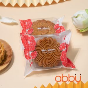 Túi đựng bánh trung thu 125-150g Hoa mẫu đơn đỏ (khoảng 100 túi)