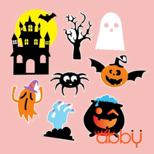 Que cắm Halloween 2 bộ nhện, ma, bí ngô