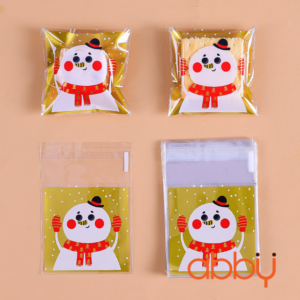 Túi đựng bánh quy hình người tuyết 7x7cm (khoảng 100 chiếc)
