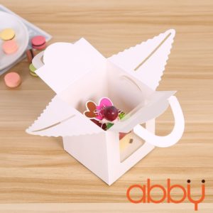 Hộp cupcake có quai màu trắng 1 ô