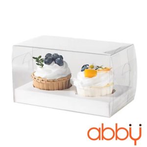 Hộp cupcake nắp mica 2 ô