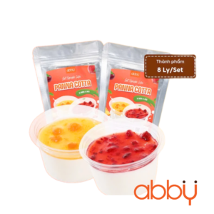 Set nguyên liệu làm Panna Cotta mix 2 vị đào, mận 8 ly