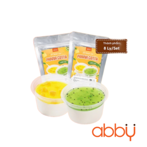 Set nguyên liệu làm Panna Cotta mix 2 vị dứa, kiwi 8 ly