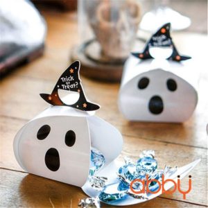 Hộp giấy đựng kẹo bánh ma trắng 6x6cm (5 chiếc)