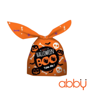 Túi đựng bánh quy tai thỏ mẫu Halloween nền cam 14x23cm (10 chiếc)