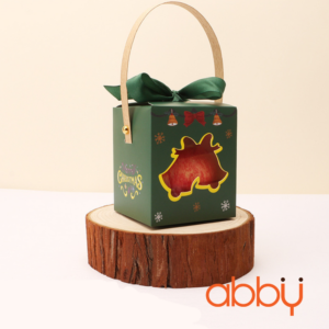 Hộp giấy đựng bánh quy đôi chuông xanh 10x8.5x8.5cm