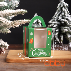 Hộp cupcake Giáng sinh xanh lá 1 ô