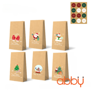 Túi giất kraft Giáng sinh 8x22cm (5 chiếc)