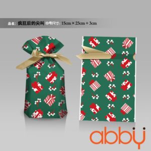 Túi đựng bánh quy dây rút hộp quà nền xanh 23x15cm (10 chiếc)