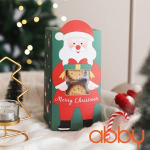 Hộp giấy đựng bánh quy chữ nhật ông già noel 9.5x8.5x18.5cm