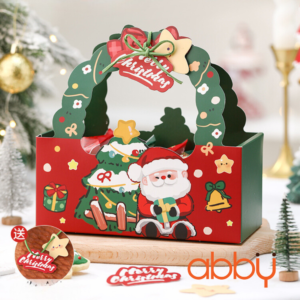 Hộp giấy quai xách chữ nhật Giáng Sinh 18x8x8cm (kèm dây, thẻ)