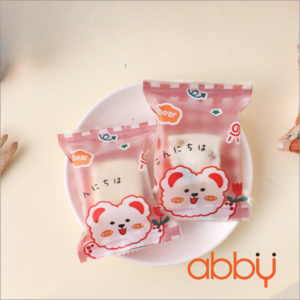 Túi đựng bánh quy gấu đỏ 7x10cm (100 chiếc)