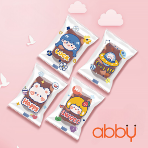 Túi đựng bánh quy cô bé xanh vàng 7x10cm (100 chiếc)