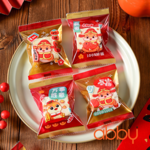 Túi đựng bánh quy rắn nền đỏ vàng 7x10cm (100 chiếc)