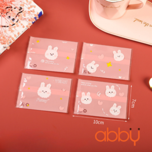 Túi đựng bánh quy thỏ nền hồng 7x10cm (100 chiếc)