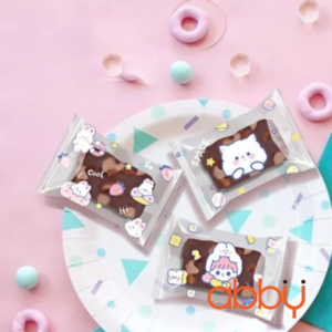 Túi đựng bánh quy cô bé và thỏ trong mờ 7x10cm (100 chiếc)