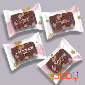 Túi đựng bánh quy delicious lá vàng hồng 7x10cm (100 chiếc)