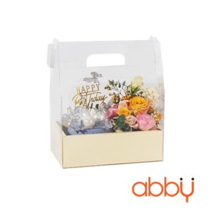 Hộp mica quai xách hình chữ nhật 2 ngăn (màu ngẫu nhiên)