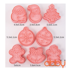 Bộ 8 khuôn nhấn làm bánh quy họa tiết Giáng Sinh mẫu 1