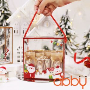 Hộp nhựa mica có quai xách Giáng Sinh
