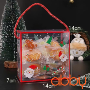 Hộp nhựa mica có quai xách Giáng Sinh