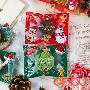 Túi đựng bánh quy Giáng sinh mix 2 mẫu 7x10cm (100 chiếc)