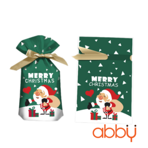 Túi đựng bánh quy dây rút ông già Noel 12x17cm (10 chiếc)