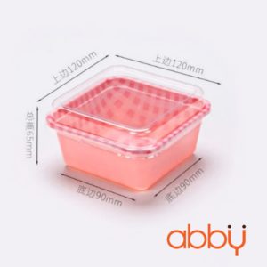 Hộp nhựa vuông caro hồng 12x9x6.5cm (5 chiếc)