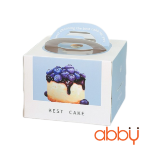 Hộp gato trắng hình bánh 16x16x12cm (kèm đế trắng)