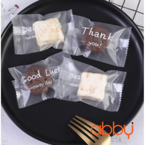 Túi đựng bánh quy chữ trắng trong mờ 7x10cm (100 chiếc)