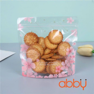 Túi zip in hình hoa anh đào 13.5x13.5cm (5 chiếc)