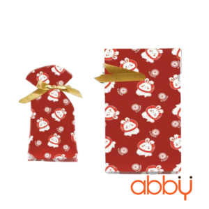 Túi đựng bánh quy dây rút Thỏ đỏ 23x15cm (10 chiếc)