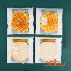 Túi đựng bánh quy tự dán Hũ thuỷ tinh 10x10cm (100 chiếc)