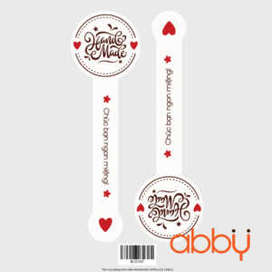 Tem ruy băng tròn mẫu Handmade 3x10cm (2 chiếc)