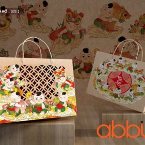 Hộp kraft có quai Truyền thống size L 21x28x9.2cm