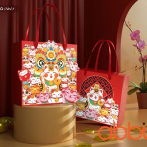 Hộp đựng kẹo mứt Mèo Vẫy Tay nhỏ 16x16x7cm