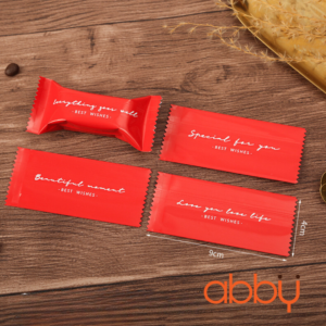 Túi đựng kẹo nougat đỏ màng nhôm 9x4cm (100 chiếc)